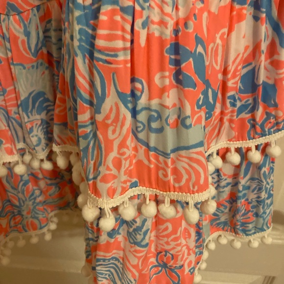 Lilly Pulitzer Floral Sleeveless Dress with Pom-Pom Trim, xl - Picture 2 of 4